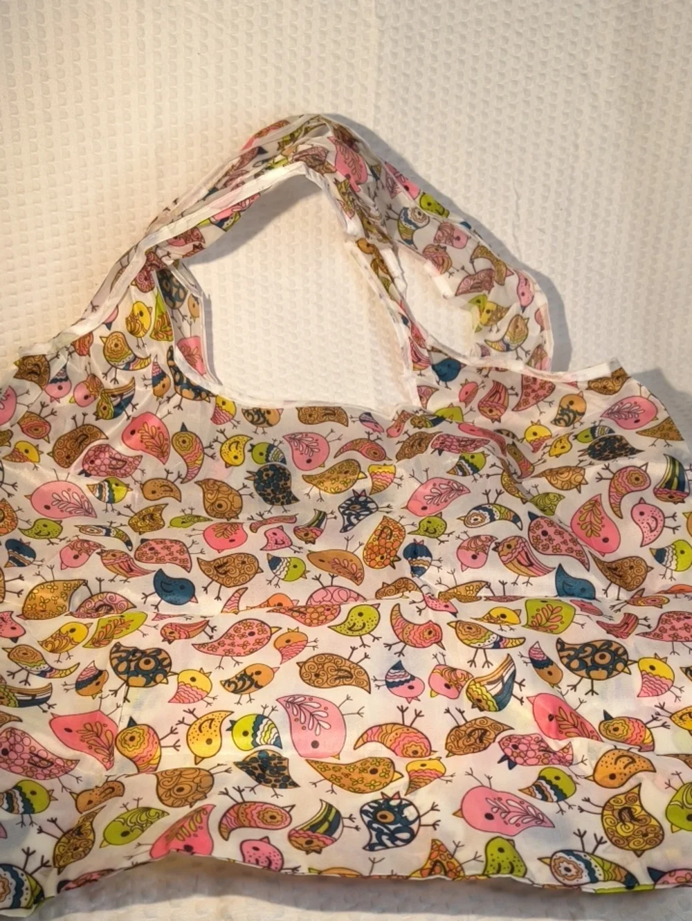 Stylish Multicolor Bird-Print Women's  Tote Bag Foldable